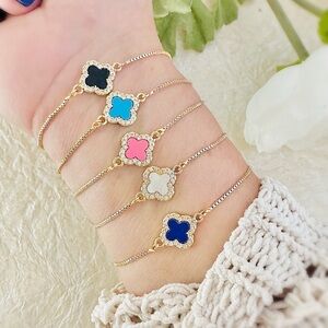 Clover Flower Pave Dainty Bracelet